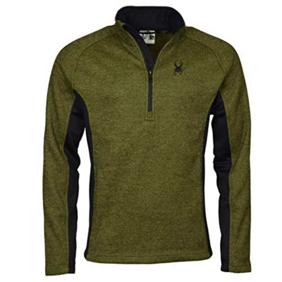 🆕 Spyder Men's Half-Zip Outbound Stryke Sweater Jacket - M- Green - Picture 1 of 7